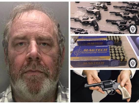 Weapons dealer Paul Edmunds and some of the guns and bullets he provided to criminals.