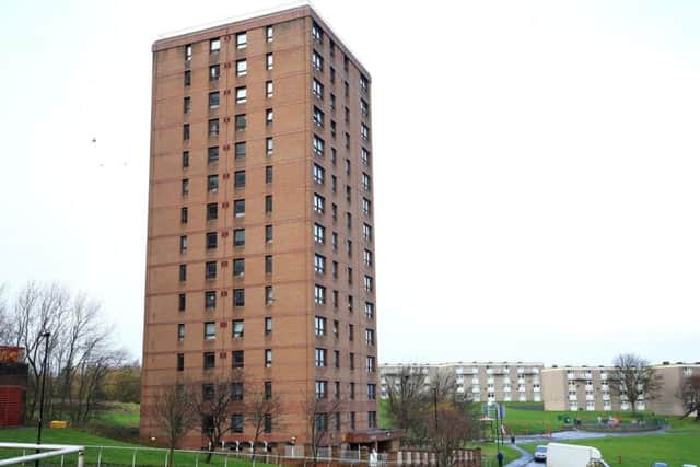 The tower block.