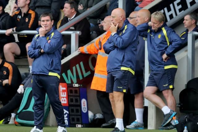 Burton Albion manager Nigel Clough (left) and his first team coach Andy Garner