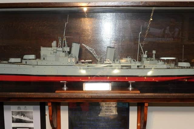 A model of HMS Sheffield at The Shiny Sheff pub in Lodge Moor