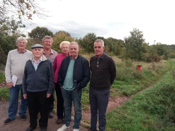 Pictured left to right are Patrick Fielding, Dick Farthing, Frank Wilkinson, Diana Hoyle, Geoff Wright, and Larry Groves, who are concerned for the future of Rose Hill Fields, in Bessacarr