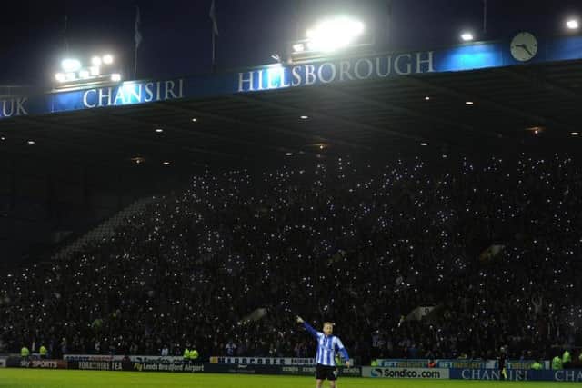Hillsborough lights up during the play-off semi final