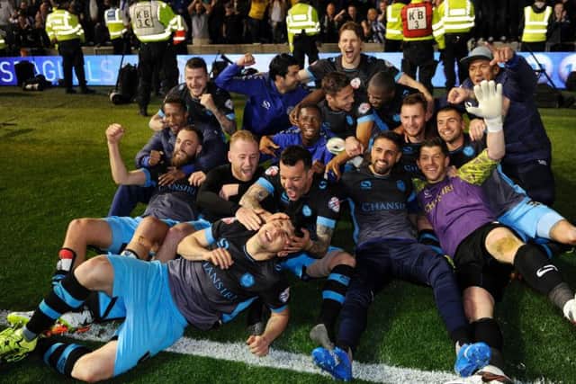 Smiles everywhere as Sheffield Wednesday players celebrate reaching the Play-Off Final
