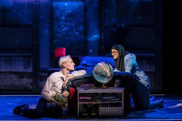 John McCrea (Jamie New) and Lucie Shorthouse (Pritti Pasha) in Everybody's Talking About Jamie at the Apollo Theatre. Photo by Johan Persson (2)