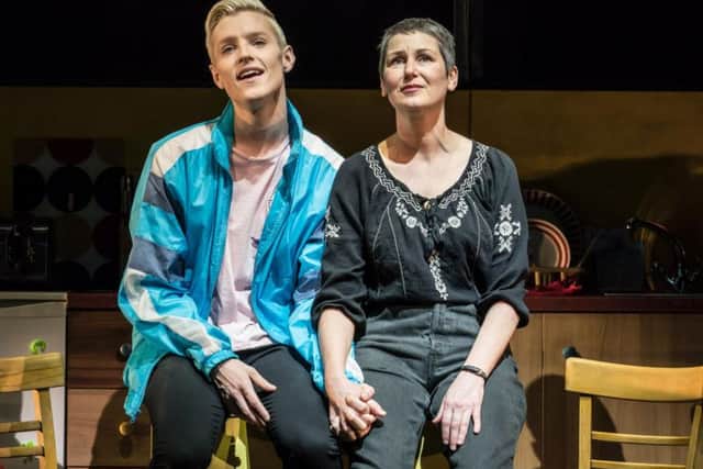 John McCrea (Jamie New) and Josie Walker (Margaret New) in Everybody's Talking About Jamie at the Apollo Theatre. Photo by Johan Persson