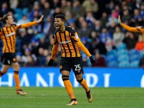 Frazier Campbell celebrates after putting Hull City in front against Sheffield Wednesday