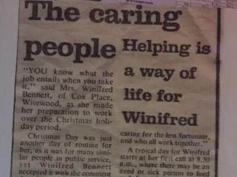 Winifred, a carer for Sheffield Council herself, appeared in The Star for her tireless work