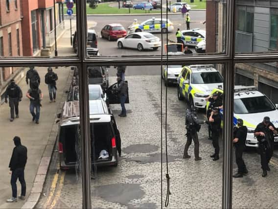A witness took this photo from the window of a nearby property on Dun Street in June