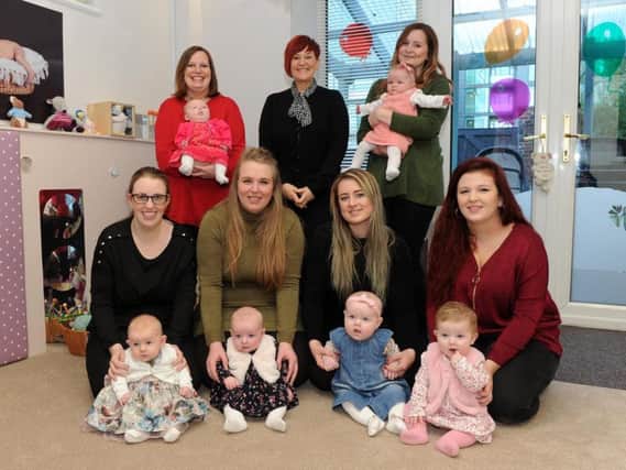 The mums with their babies and nursery manager Deborah Thorne. Marie Bentley and her daughter Betsy Mae were unable to be there