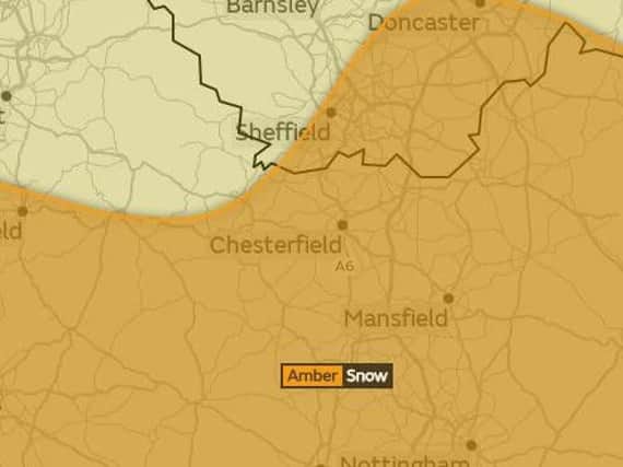 Snowfall of at 10cm is 'likely' across South Yorkshire tomorrow with some areas expected to get as much as 20cm, the Met Office have said in their new updated amber weather warning for the region.