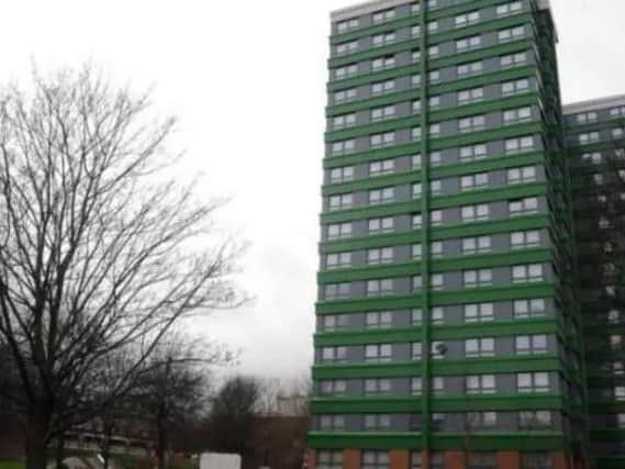 Hanover tower block on Exeter Drive, Broomhall