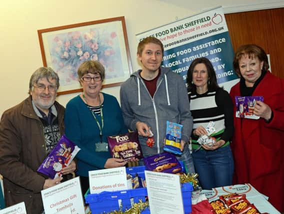 Grace food bank volunteers pictured collecting donations at the fair, l-r Martin and Anne Lawton, Rob Hurrell, Mags McDadd and Chris Allott.