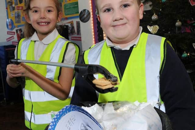 Year 3 pupils Fabyola and Don, of Malin Bridge Primary School are part of the schools litterbugs scheme