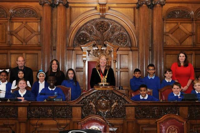Pupils of Concord Junior School visit the Lord Mayor at Sheffield Town Hall