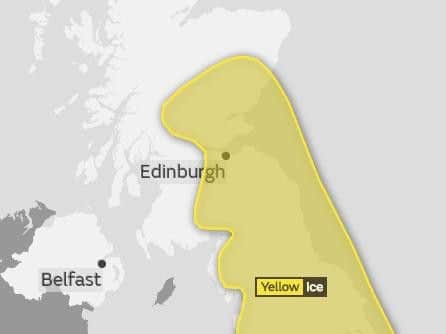 The Met Office has issued a yellow weather warning for ice.
