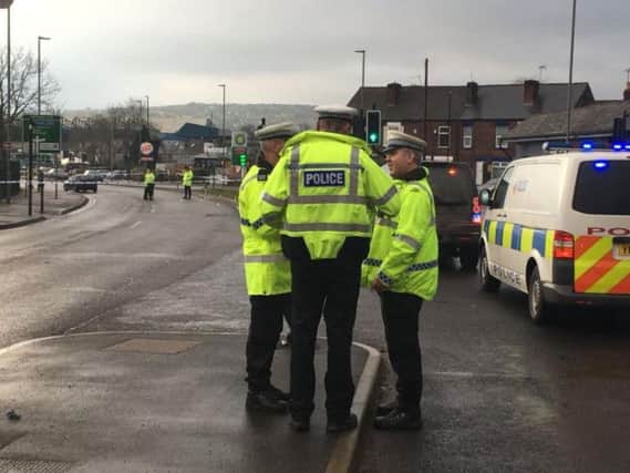 A police investigation is underway into a crash on Halifax Road earlier today (Pic: BBC Radio Sheffield)