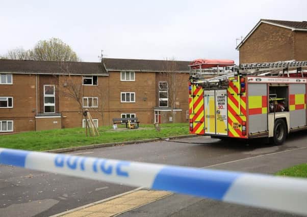 The scene in Colley Drive, Parson Cross following the fatal flat fire. Picture: Chris Etchells