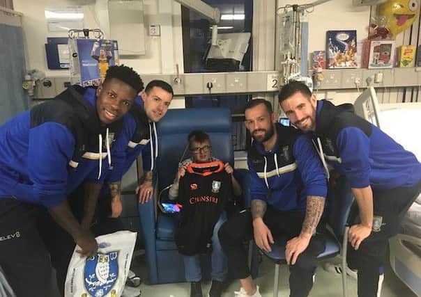 Owls players Lucas Joao, Ross Wallace, Steven Fletcher and Frederico Venancio visited the Sheffield Children's Hospital earlier this week