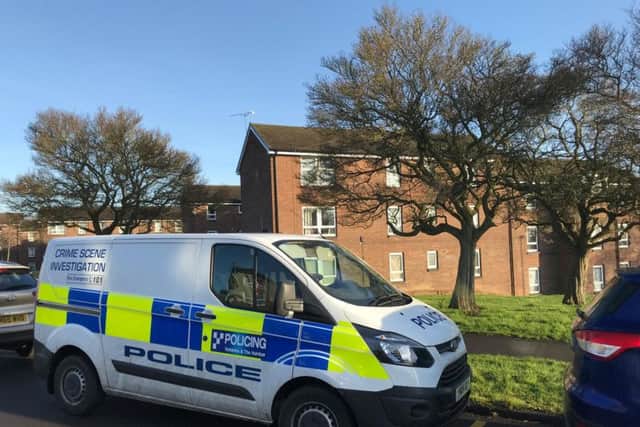 Officers have been carrying out door to door enquiries after a woman was found dead inside a flat on Hazelbarrow Crescent in Jordanthorpe. Picture: George Torr/The Star