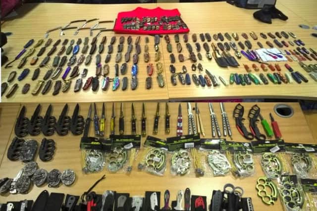 Just some of the terrifying array of weapons found at the property by police (SYP)