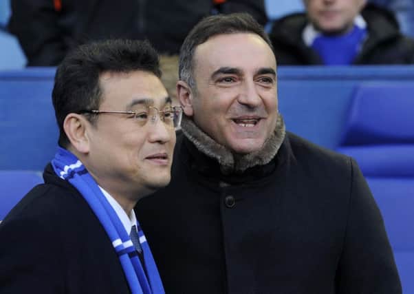 Owls Dejphon Chansiri with Carlos Carvalhal before kick off yesterday