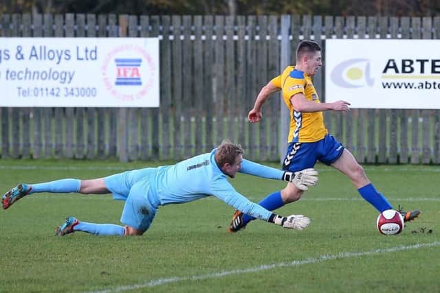 Stocksbridge Park Steels leading scorer Joe Lumsden could miss trip to play-off rivals Stamford with injury. Picture by Peter Revitt