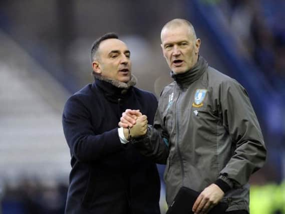 New Swansea boss Carlos Carvalhal alongside Lee Bullen while at Sheffield Wednesday