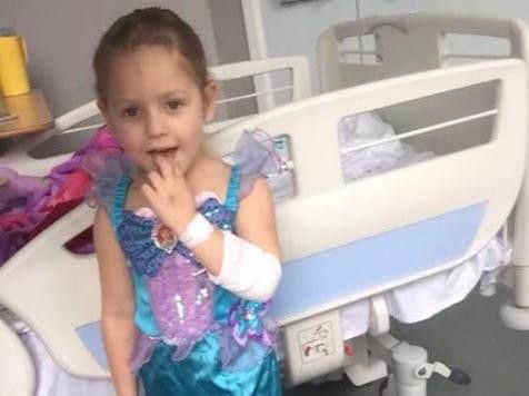 The brave youngster's condition means she has to have two or three blood transfusions a week