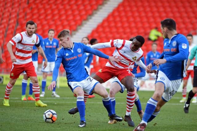 Doncaster Rovers v Rochdale. Doncaster's Rodney Kongolo. Picture: Marie Caley