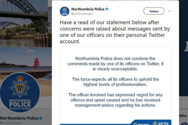 Northumbria Police issued an apology