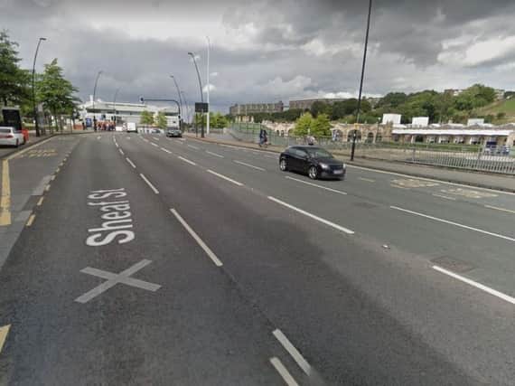 A woman was struck by a car in Sheffield this morning