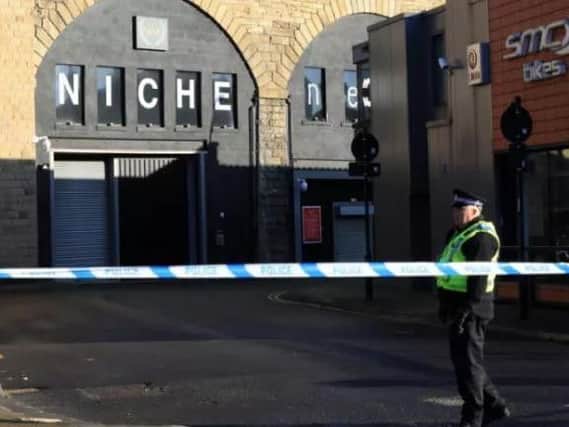 Police cordon at Niche following the spate of violence