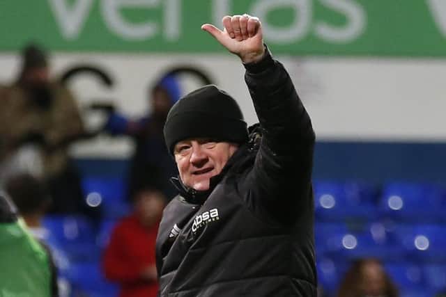 Chris Wilder manager of Sheffield Utd celebrates after the FA Cup Third Round win at Portman Road. Picture: Simon Bellis/Sportimage