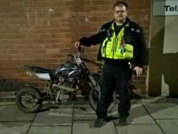 An illegal off-road bike seized in Doncaster