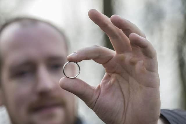 Andrew Bilsborrow with the wedding ring.