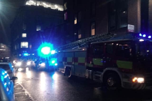 Firefighters in Pinfold Street.