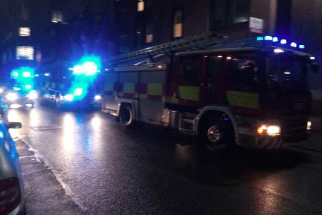 Firefighters in Sheffield city centre.