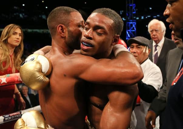 Kell Brook (left) and Errol Spence after their IBF Welterweight World Championship at Bramall Lane, Sheffield.