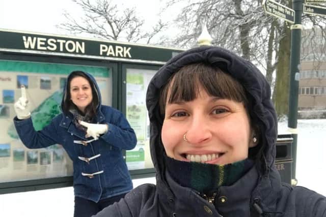 Laura (front) and Jenni hope to take their tally of parks to 150 this year (photo: Jenni Sayer/Laura Appleby)