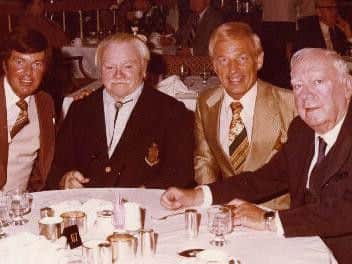 Roy (second from right) and Jackie (far left) Toaduff with James Cagney (second from left) and Pat O'Brien (far right)