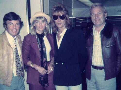 Roy (right) and Jackie (left) with Britt Ekland and Rod Stewart