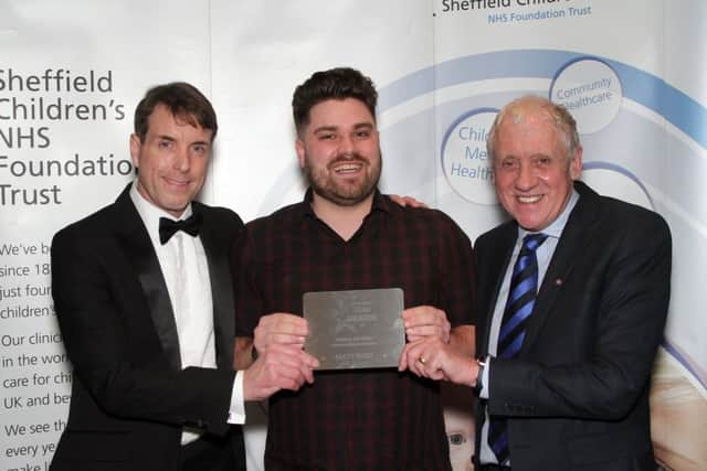 Sheffield Childrens chief executive John Somers with Matt Ross and BBC presenter Harry Gration MBE