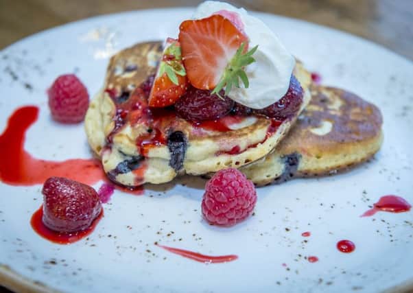 Breakfast Pancakes with mixed berries