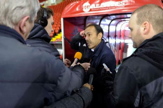 Jos Luhukay speaks to the media after his side's 0-0 draw with United