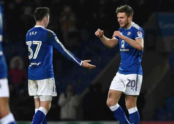Picture Andrew Roe/AHPIX LTD, Football, EFL Sky Bet League Two, Chesterfield FC v Luton Town, Proact Stadium, 13/01/18, K.O 3pm

Chesterfield's Laurence Maguire and Josh Kay celebrate their sides win

Andrew Roe>>>>>>>07826527594