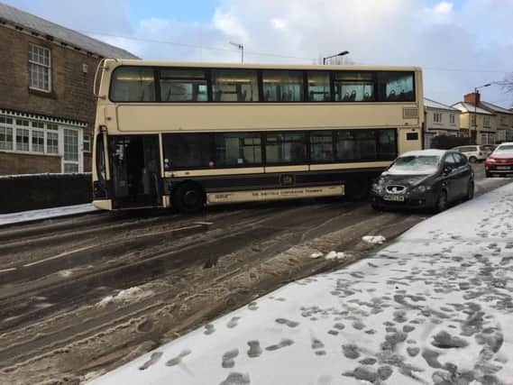 Bus stuck in Sheffield: Credit - Lesley Churton