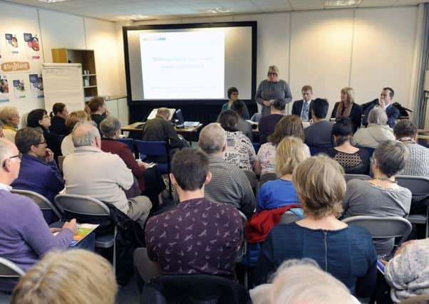 A packed meeting held by Sheffield NHS CCG to discuss a raft of changes to urgent care treatment including the closure of the Walk-in Centre on Broad Lane the the Minor Injuries Unit at the Hallamshire Hospital. Both could move to the Northern General. Picture: Steve Ellis/The Star