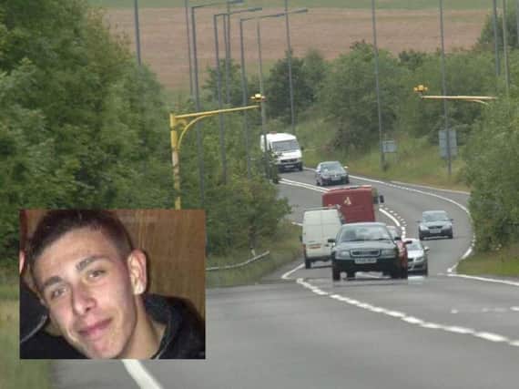 Inset: Reece Parkin died on the A616 Stocksbridge bypass (pictured) after he fell asleep at the wheel, an inquest heard