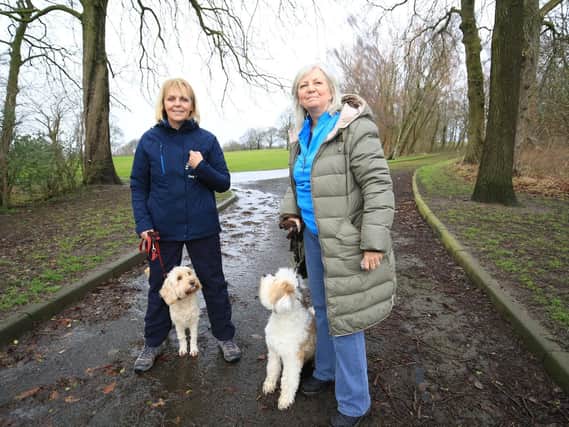 Pauline Memmott (right) and Victoria Cooper are calling for dog owners to use extendable leads more responsibly.