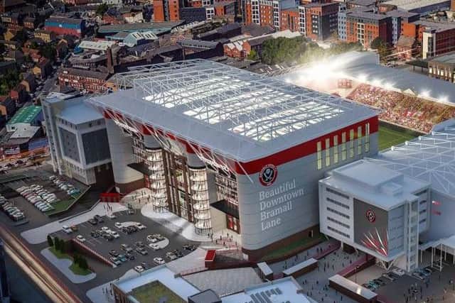 How the expanded South Stand would look (pic: Sheffield United/Whittam Cox Architects)